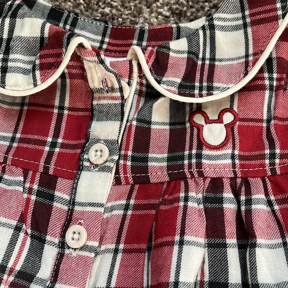 NWT Disney plaid Mickey girls nightgown dress size 5 6 Christmas holiday festive - Picture 2 of 8